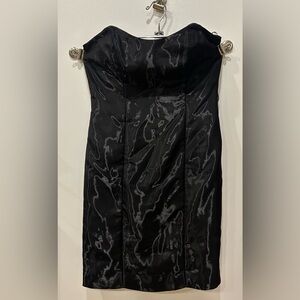 90s Black Strapless Nicole Miller Mini Dress